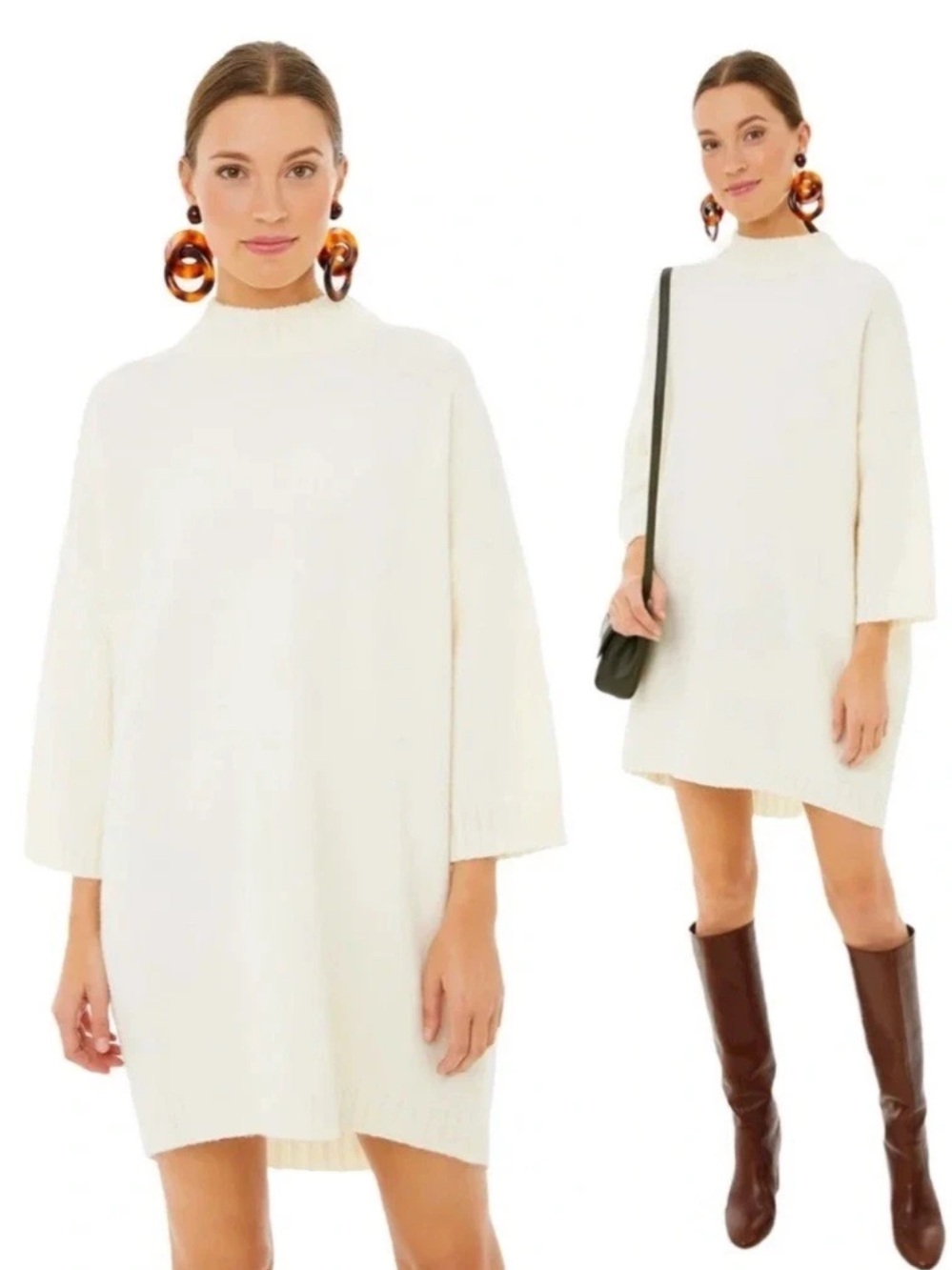 Tuckernuck Maxine Mock Neck Sweater Dress Ivory XL NEW Holiday Fall Winter
